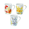 Watercolours Classico mug bundle of three, 12.5 oz (375 ml) fine bone china mugs, white background