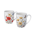 Wildflowers mug pair fine bone china 12.5 oz (375 ml) McIntosh Mugs front view, handle right