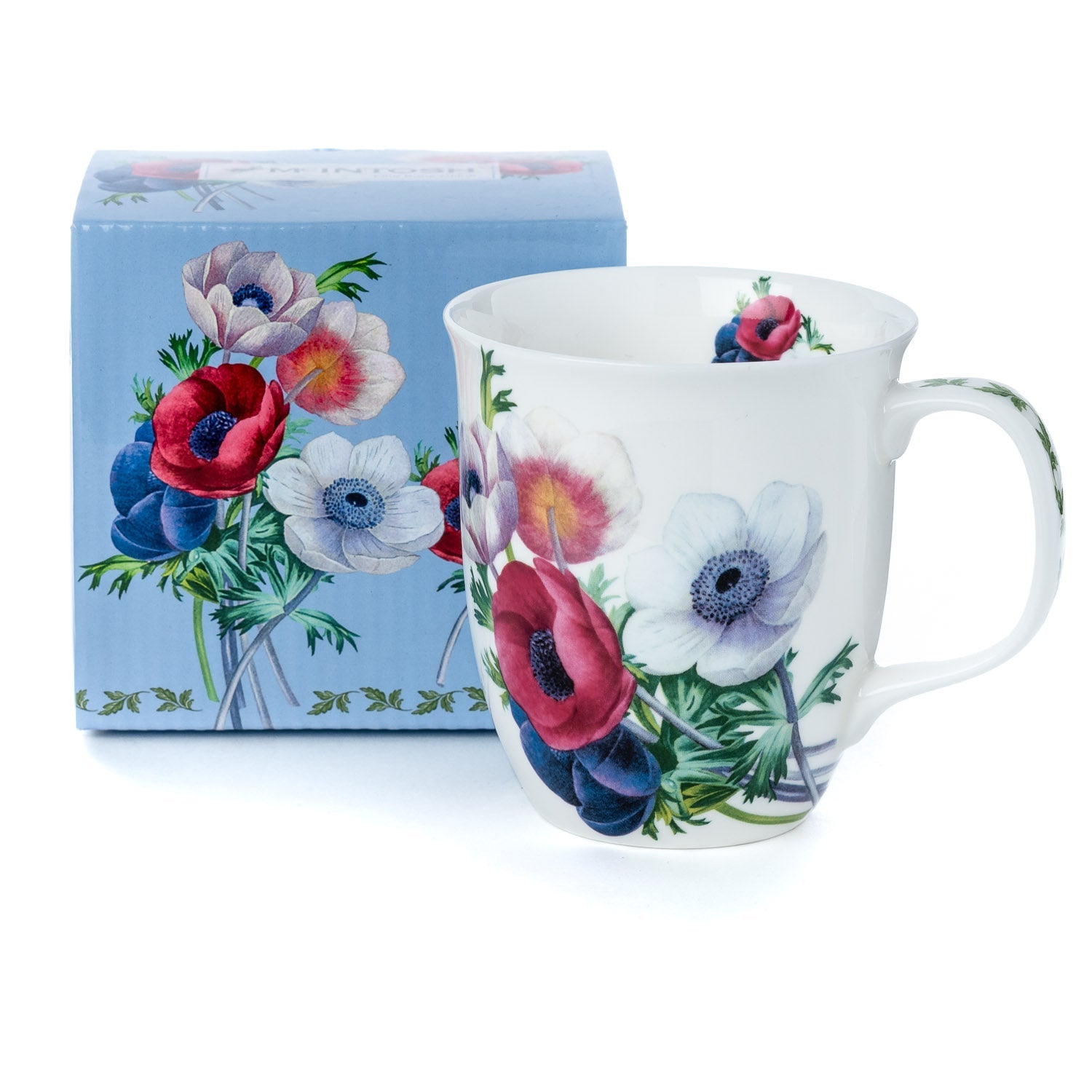 Botanical Flowers Anemone Java Mug with matching gift box, fine bone china