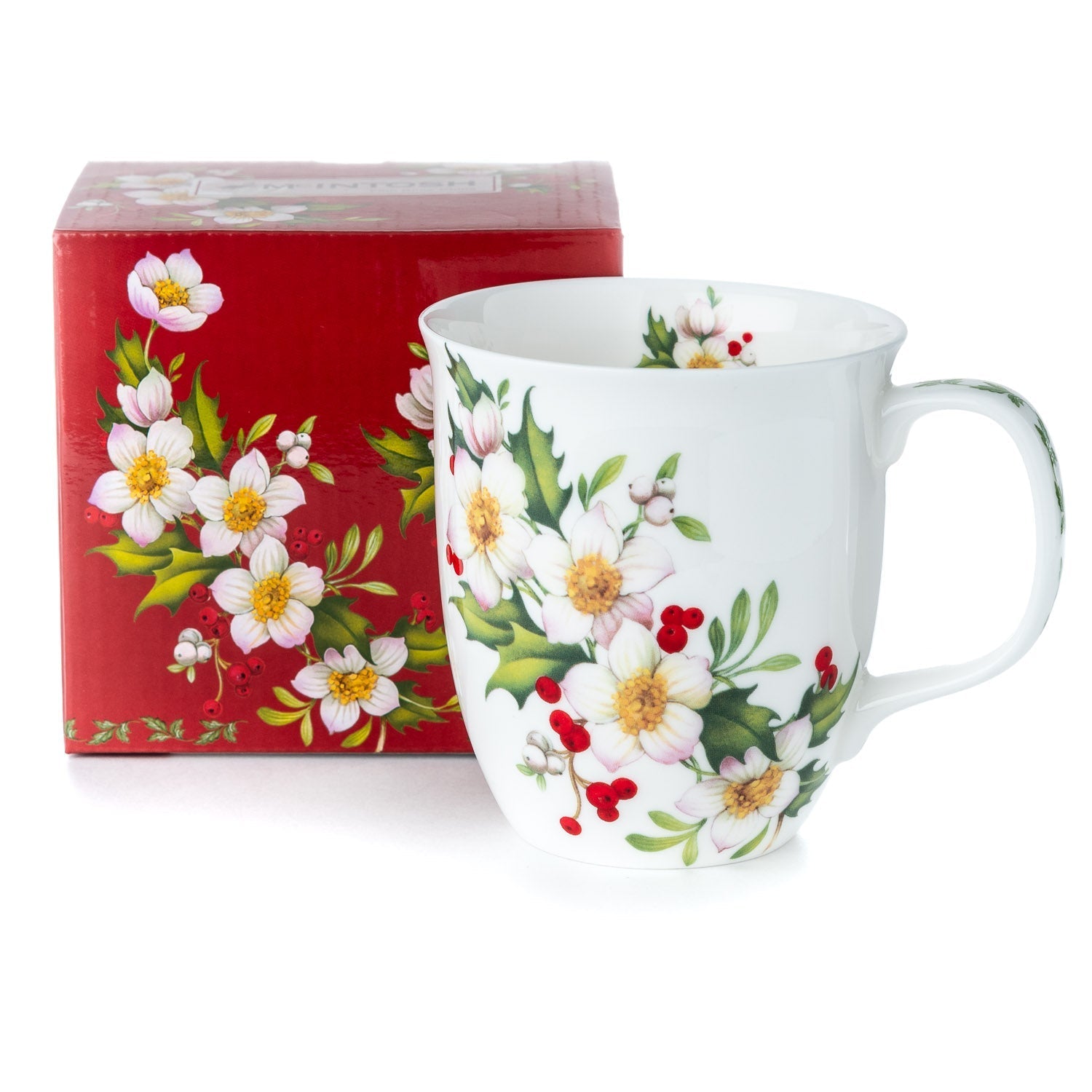 Festive Florals Java Mug with matching gift box, fine bone china