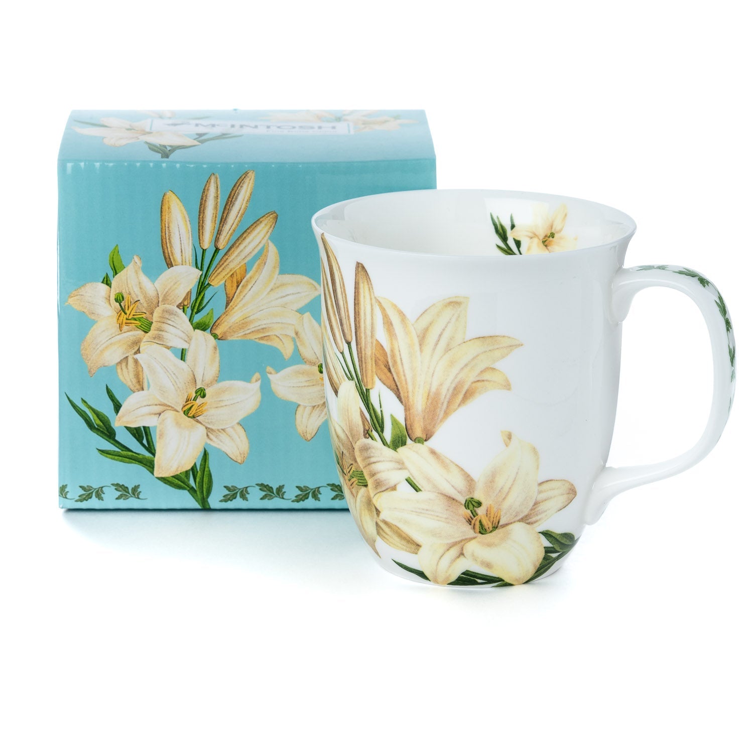 Botanical Flowers Lily Java Mug with matching gift box, fine bone china
