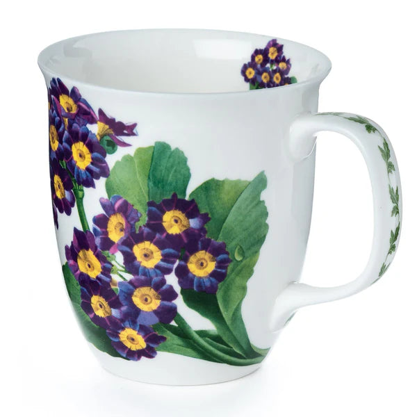 Botanical Flowers Viola Java Mug in fine bone china, front view, handle right