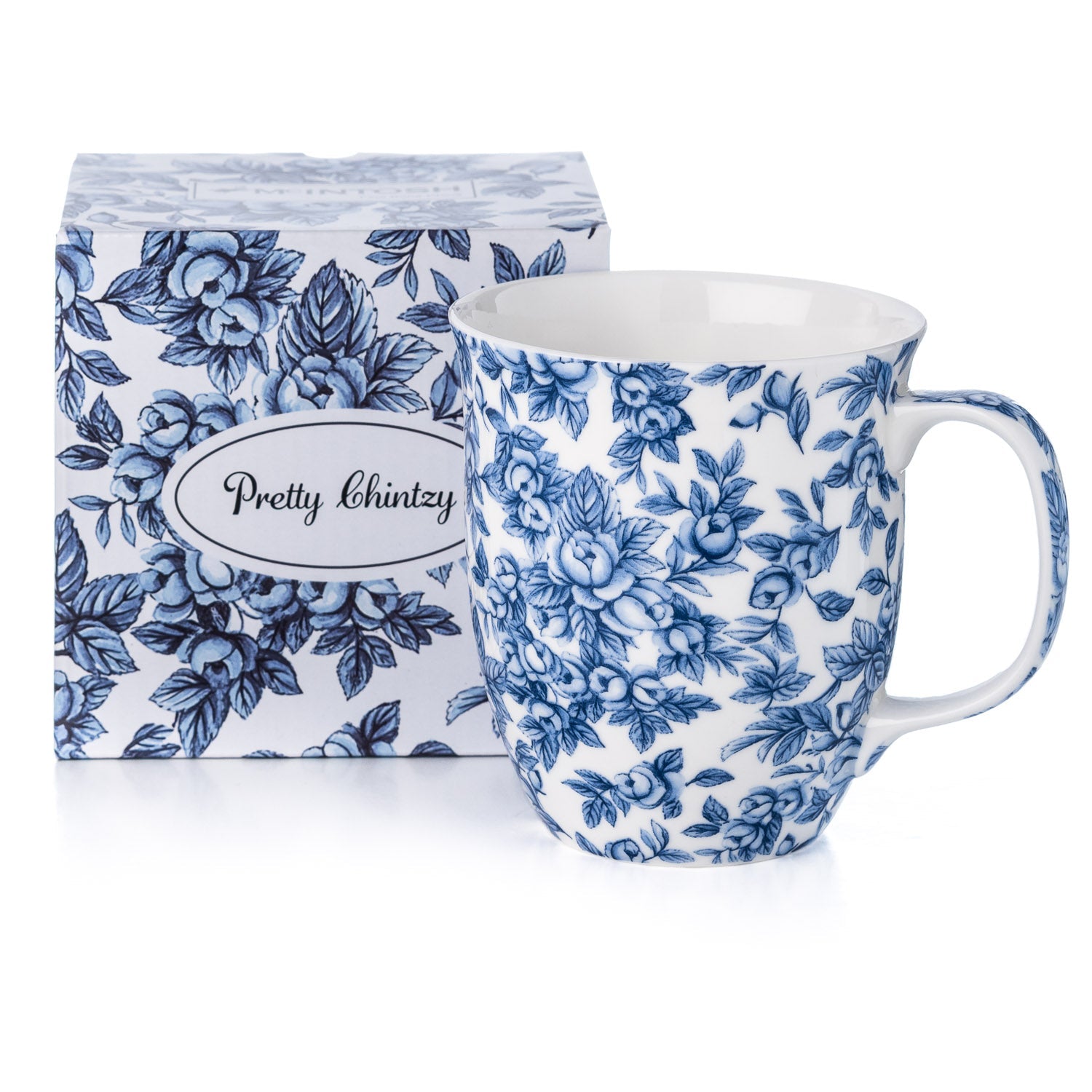 Chintz Light Blue Roses Java Mug with matching gift box, fine bone china