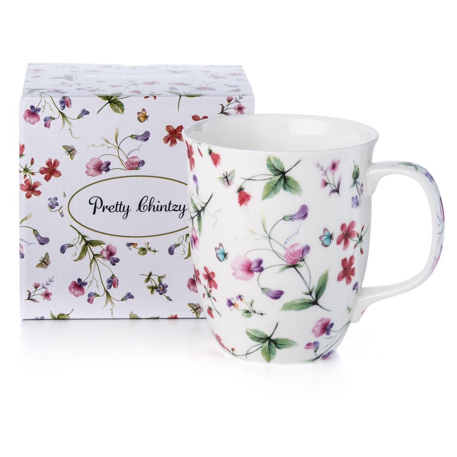 Chintz Sweet Pea Java Mug with matching gift box, fine bone china