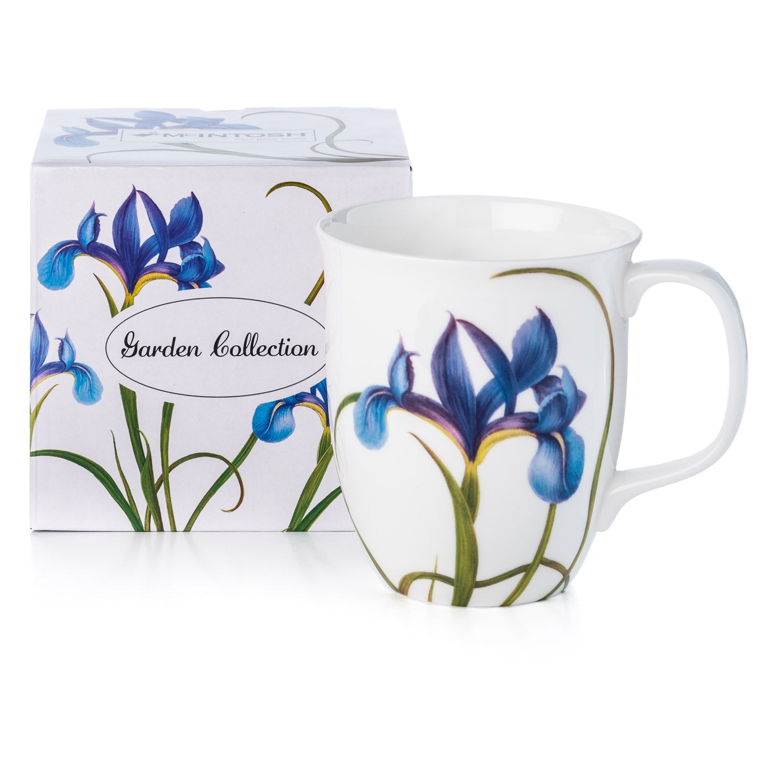 Garden Collection Blue Iris Java Mug with matching gift box, fine bone china