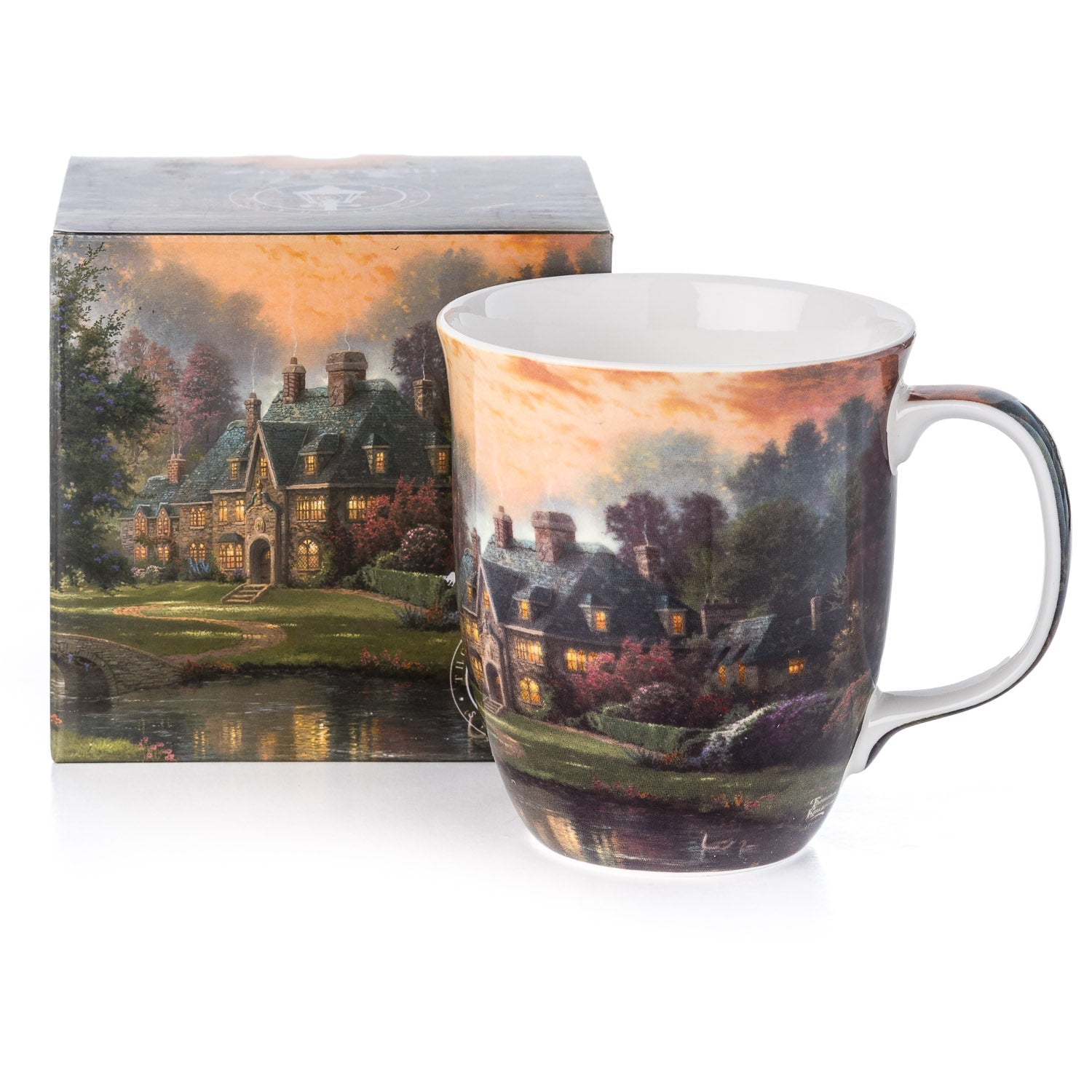 Kinkade Lakeside Manor Java Mug with matching gift box, fine bone china