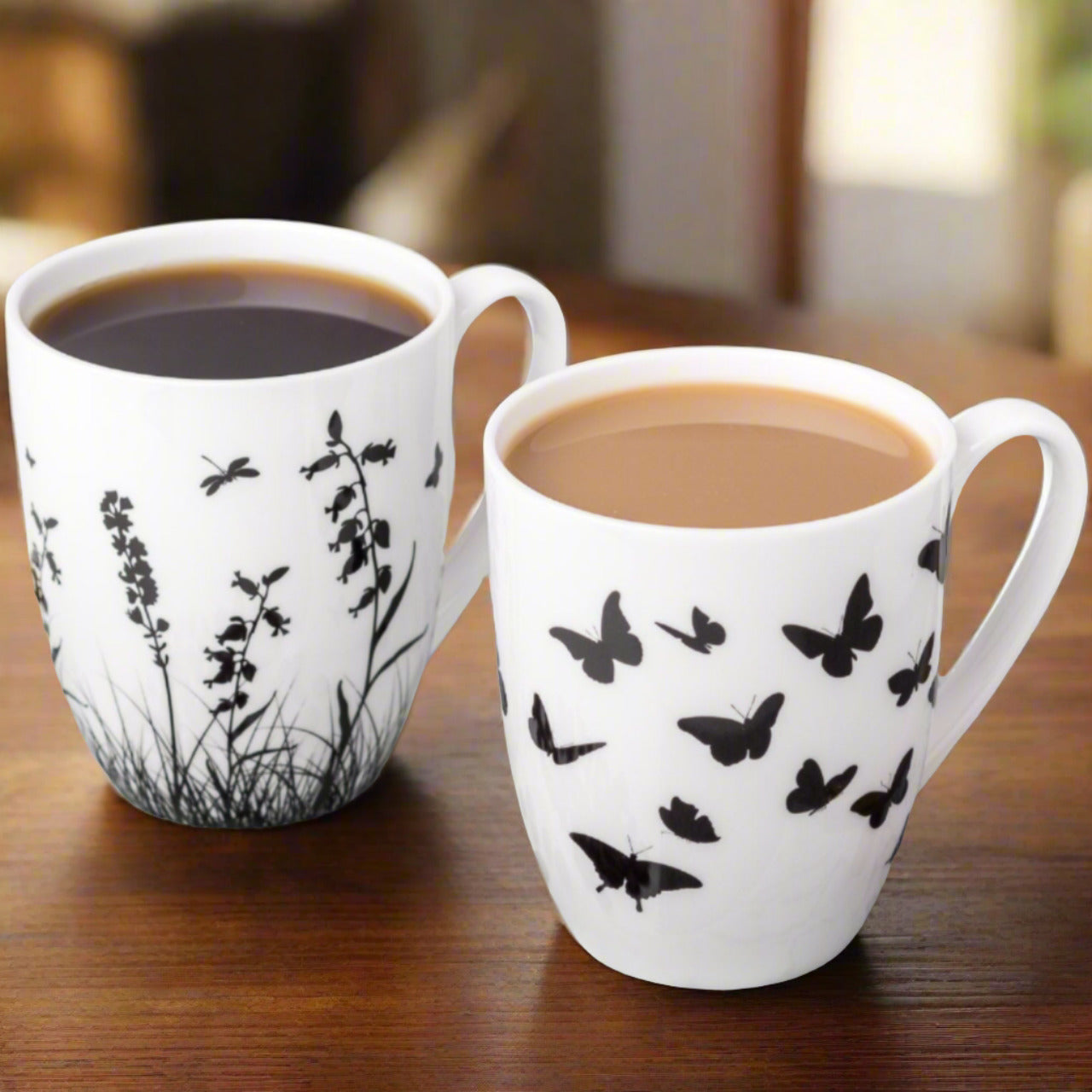 Silhouette de prairie ensemble de 2 tasses