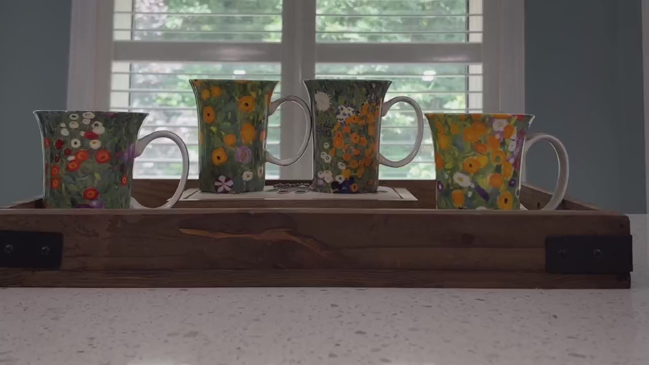 Jardin de fleur par Klimt ensemble de 4 tasses
