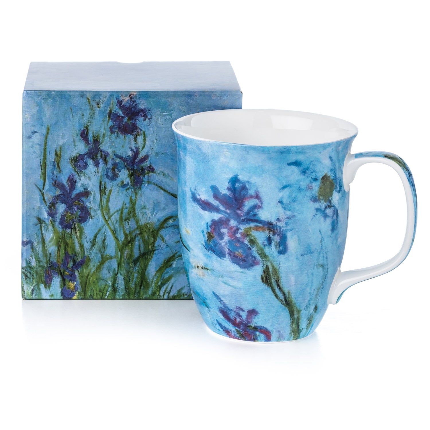 Claude Monet Lilac Irises Java Mug with matching gift box, fine bone china