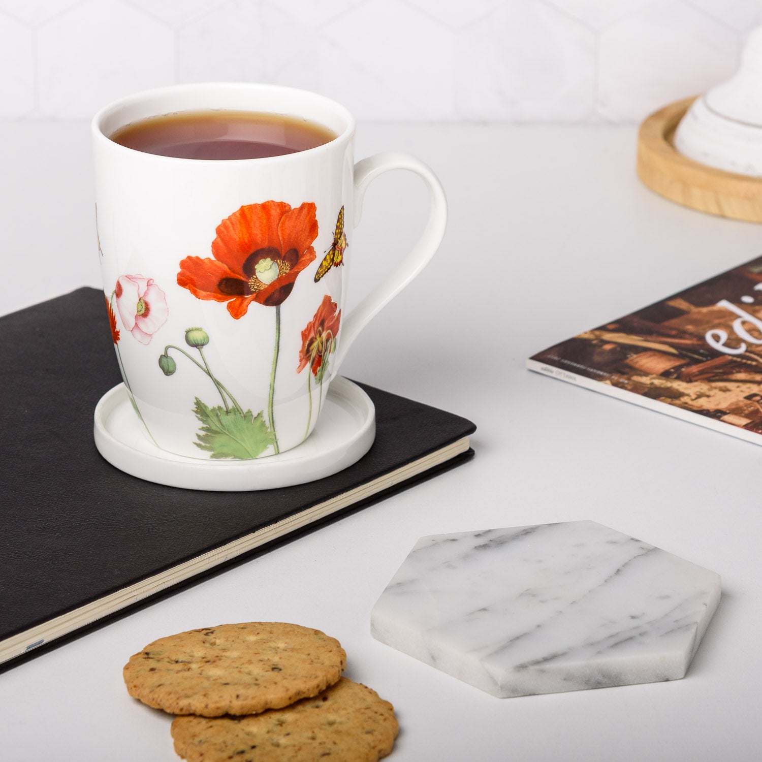 Coquelicots tasse à thé avec infuseur et couvercle