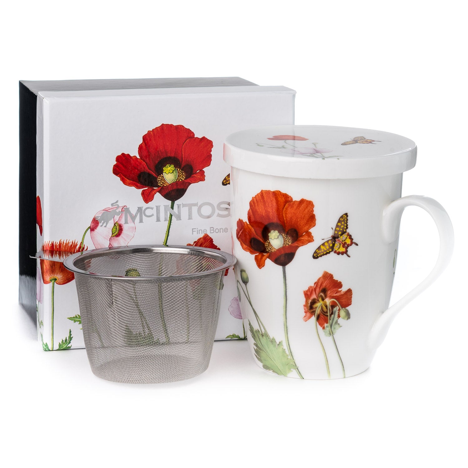 Coquelicots tasse à thé avec infuseur et couvercle