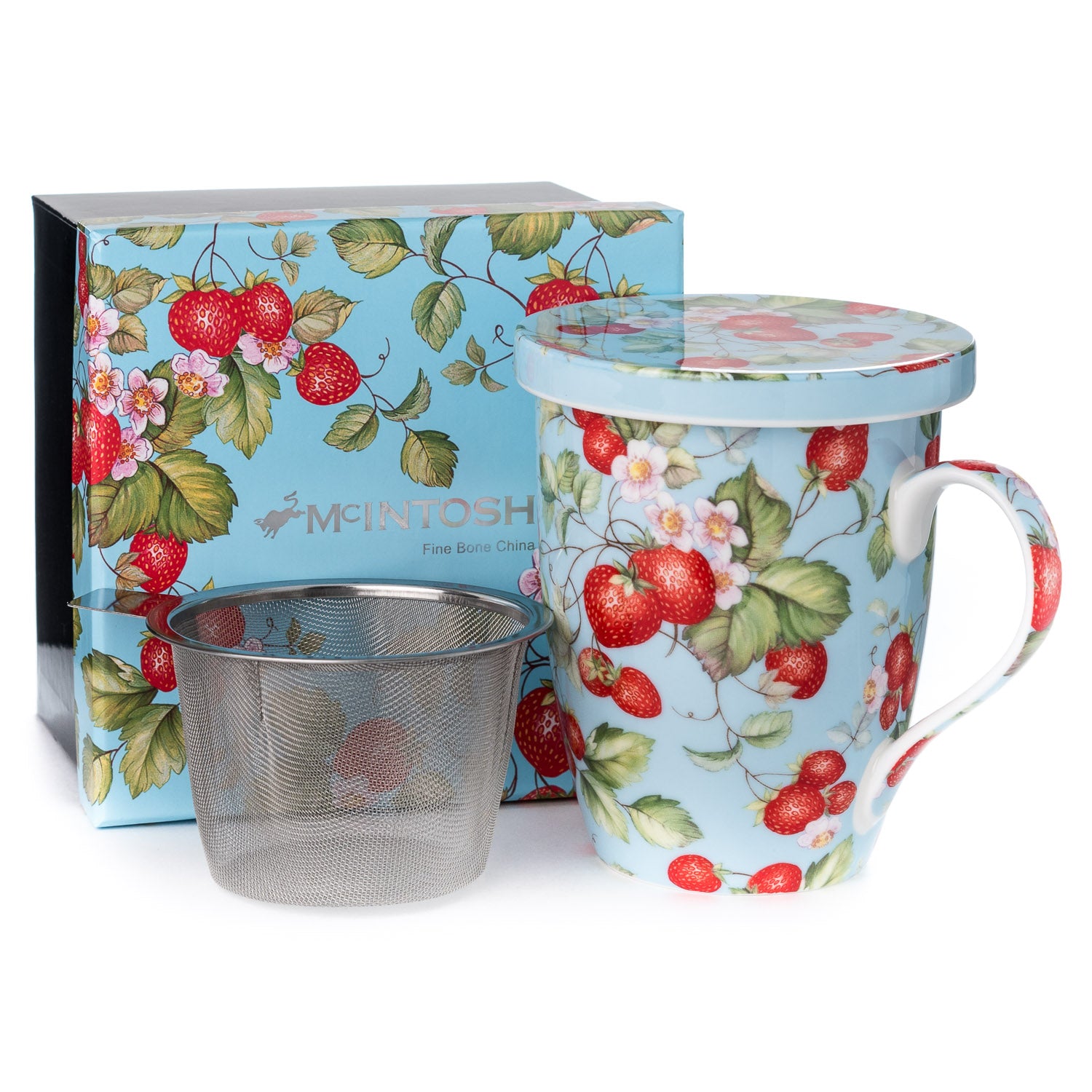 Fraises pour toujours tasse à thé avec infuseur et couvercle