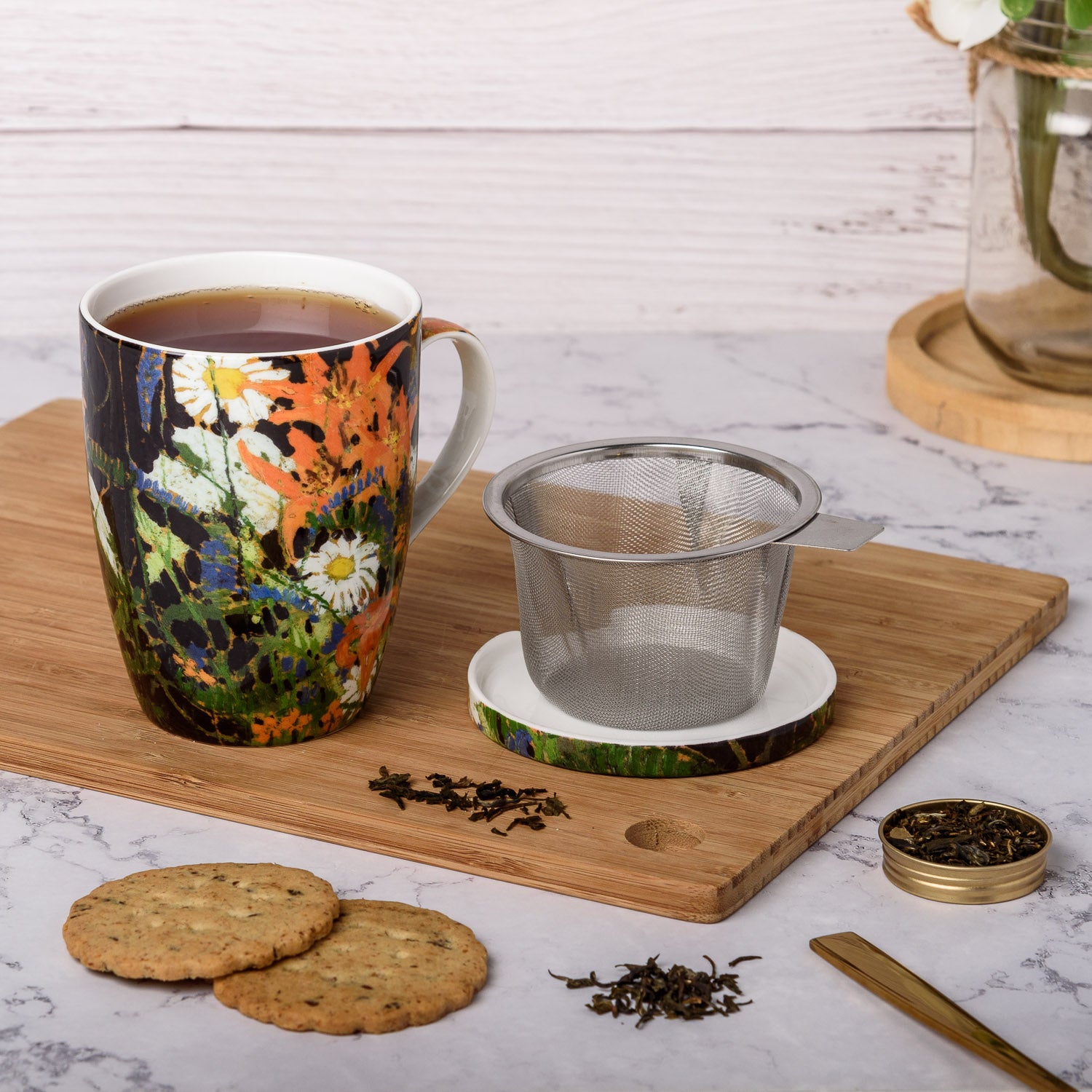 Tasse à thé Thomson Marguerites avec infuseur et couvercle