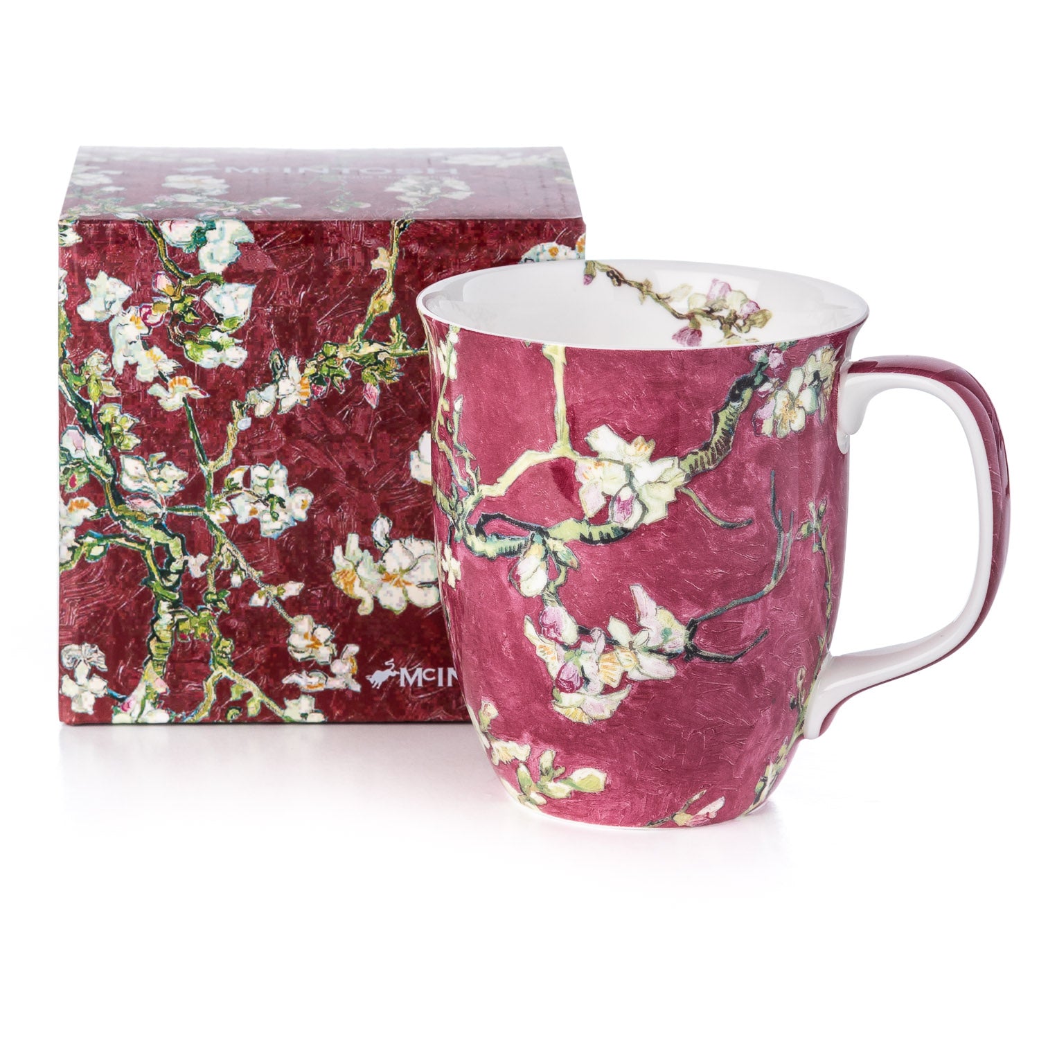 Van Gogh Almond Blossom Red Java Mug with matching gift box, fine bone china