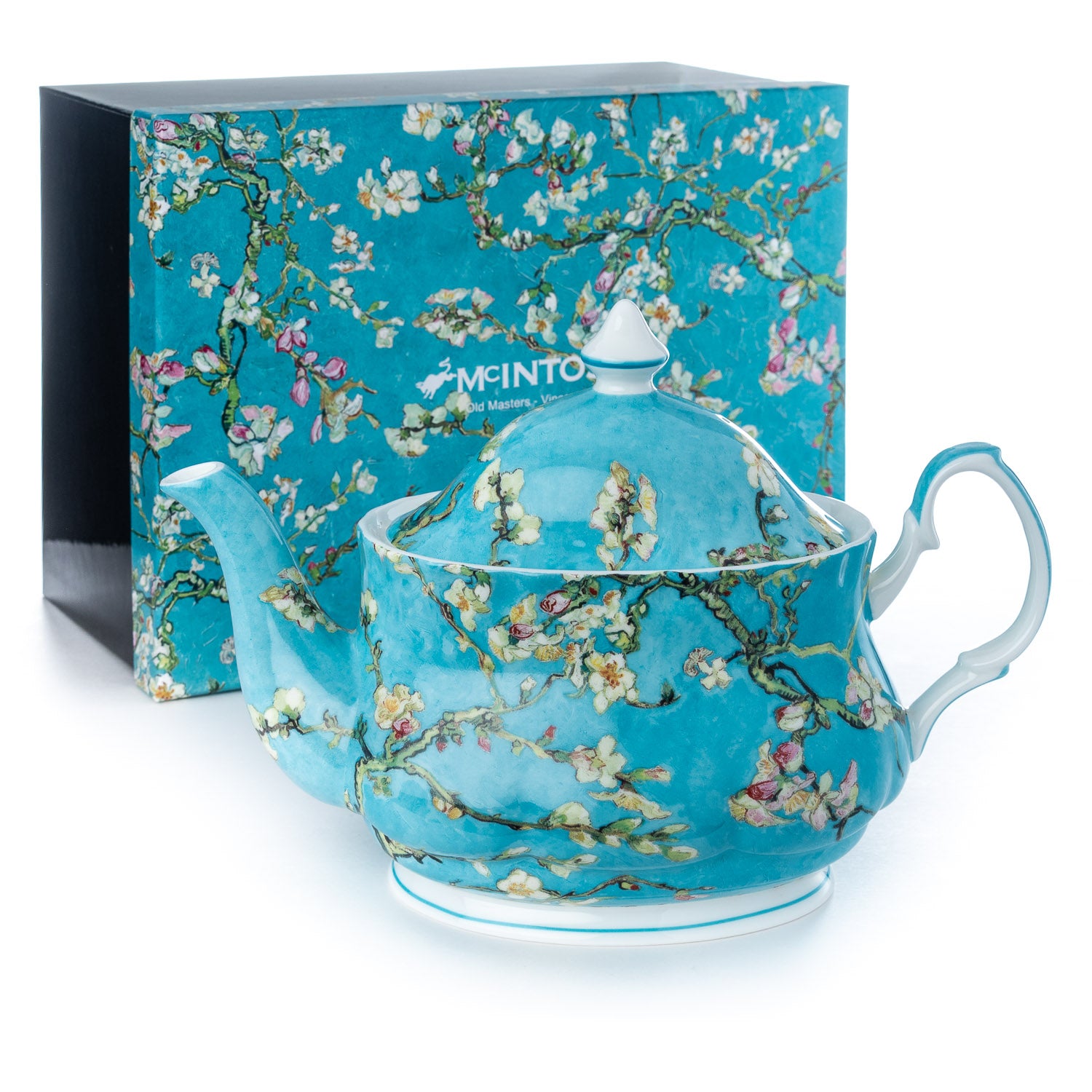 Van Gogh Almond Blossom Teapot with matching gift box, fine bone china