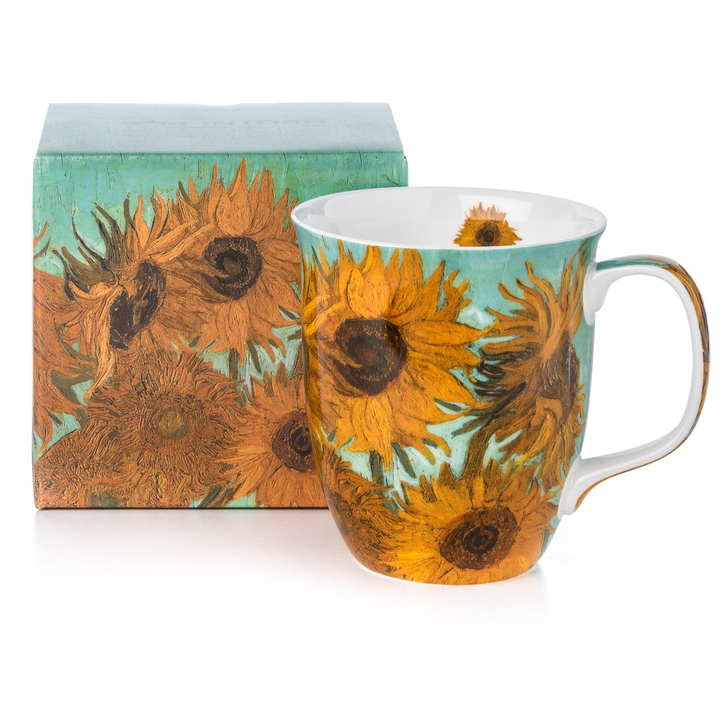 Van Gogh Sunflowers Java Mug with matching gift box, fine bone china