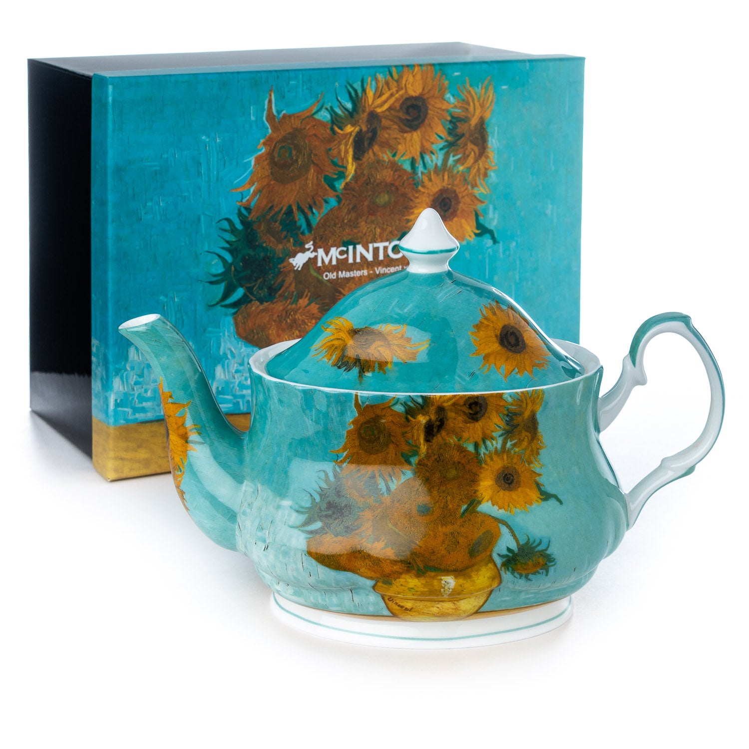 Van Gogh Sunflowers Teapot with matching gift box, fine bone china